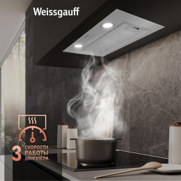 Вытяжка встраиваемая Weissgauff Box 600 PB IX нержавеющая сталь управление: кнопочное (1 мотор)