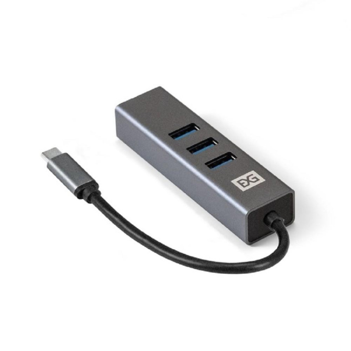 USB-Хаб концентратор 4-в-1 ExeGate DUB-4TC кабель-адаптер USB Type C -- 4xUSB3.0, Plug&Play, корпус алюминиевый, серебристый EX293987RUS