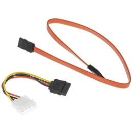 Комплект кабелей SATA Cablexpert CC-SATA-N, интерфейсный (48см) 7pin/7pin и питания (15см) 4pin/15pin, медь, пакет