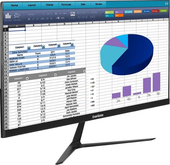 Монитор 24.5" ExeGate SmartView EH1500A EX297308RUS (IPS LED Grade A+, FHD, 1920x1080@75Гц, 16:9, 250cd/m2, 1000:1, 178°/178°, 5ms, D-Sub, HDMI, DisplayPort, audio-out, Flicker-free, FreeSync, Low Blue Light, кабель HDMI 1.5м, VESA, регулировка наклон
