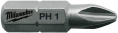 Бита Milwaukee PH2 25мм 25шт (4932399587) (60HRC, качество стали: S2, для использования с ударными шуруповертами, закаленная лазером, наконечник подвергается специальной закалке при температуре до 870°C)
