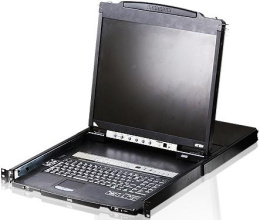 Консоль управления, LCD 19" 1280x1024 , лат./рус. клав., 16-портовый KVM-переключатель, +1 remote user SPHD18 Male ,2хUSB Тип а Female , KVM-порты: SPHD15 Female , каскадирование./ 16P Dual RAIL LCD KVMP SWITCH 19INCH (CL5816NR)