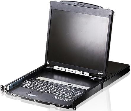 Консоль управления, LCD 19" 1280x1024 , лат./рус. клав., 16-портовый KVM-переключатель, +1 remote user SPHD18 Male ,2хUSB Тип а Female , KVM-порты: SPHD15 Female , каскадирование./ 16P Dual RAIL LCD KVMP SWITCH 19INCH (CL5816NR)
