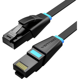 Патч-корд VENTION IBJBG литой molded , UTP, кат.6, 1.5м, 4 пары, 24AWG, медь, многожильный, черный, плоский flat