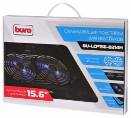 Подставка для ноутбука Buro BU-LCP156-B214H, 15.6", 355х255х30 мм, 2хUSB, вентиляторы 2 х 140 мм, 900г, черный