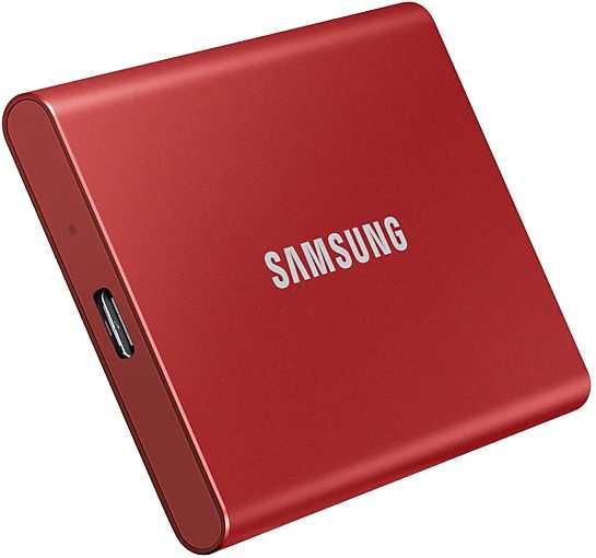 2ТБ Внешний диск SSD Samsung T7 MU-PC2T0R/WW, USB-C, запись - 1000МБ/с, чтение - 1050МБ/с, красный