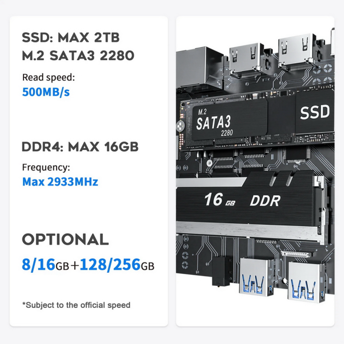 Мини-компьютер Beelink MINI S, CPU: Intel® Celeron® N5095 Processor , 4C/4T , GPU : Intel® UHD Graphics , 8GB DDR4 RAM  128GB SSD , Wi-Fi 5 ; Bluetooth 5.0; LAN 1000M BL/MINI S/N5095/8G/128G/Navy Blue