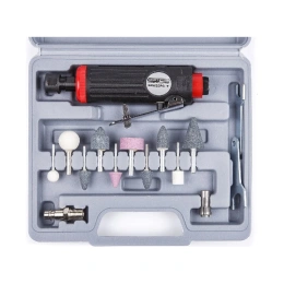 Пневматическая бормашинка KraftWell с набором насадок, в кейсе KRW25PG-T