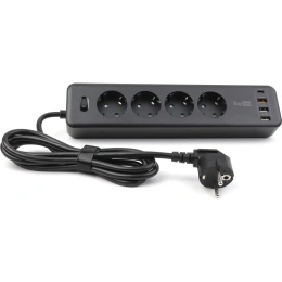 Сетевой фильтр TopOn TOP-PWS4 4 розетки, 3 USB, Type-C, PD 20W QC3.0, 4000W, 3м Черный TOP-PWS4B-3