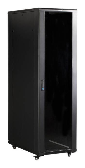 Шкаф коммутационный Lanmaster TWT-CBB-42U-6X8-G1 напольный 42U 600x800мм пер.дв.стекл задн.дв.спл.стал.лист 2-хст. 2 бок.пан. 800кг черный IP20