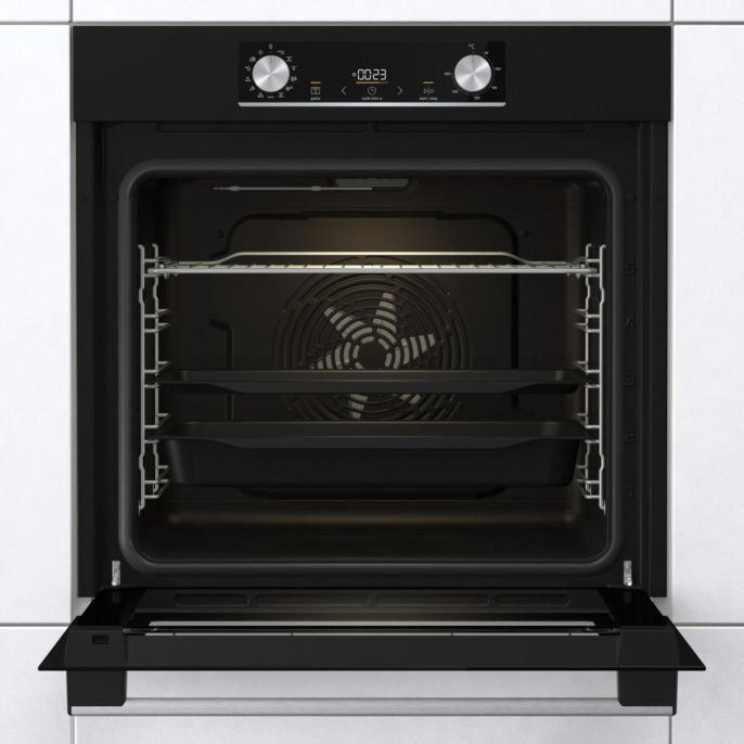 Встраиваемые электрические духовки GORENJE/ Духовой шкаф, 77л, 60 см, ExtraSteam: приготовление с паром, Очистка паром AquaClean, черный BOSX6737E03B