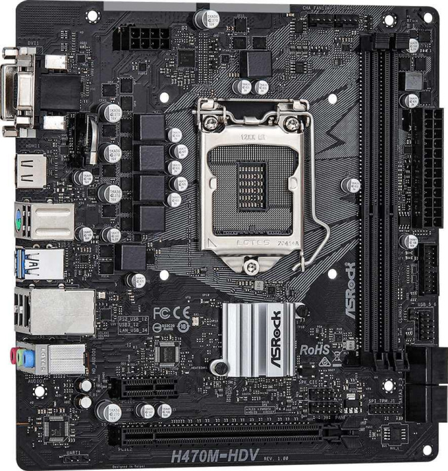 Материнская плата ASROCK H470M-HDV, LGA 1200, Intel H470, mATX, Ret