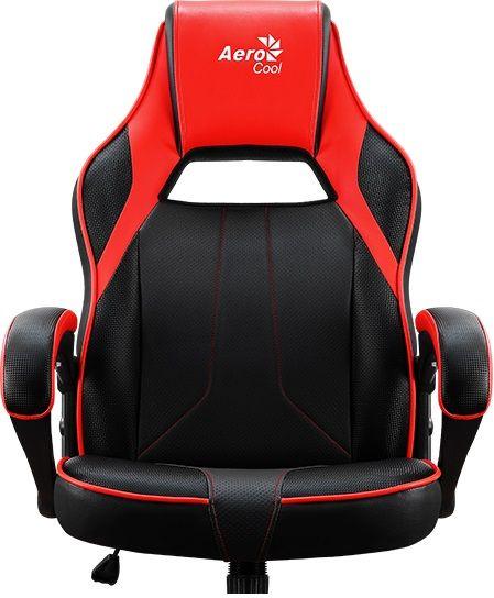 Кресло игровое Aerocool AC40C AIR, полиуретан, до 150кг, топ-ган, фиксированные подлокотники, черный/красный/красный