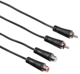 Кабель-удлинитель аудио HAMA 2хRCA (m) -  2хRCA (f),  10м, черный [00122279]