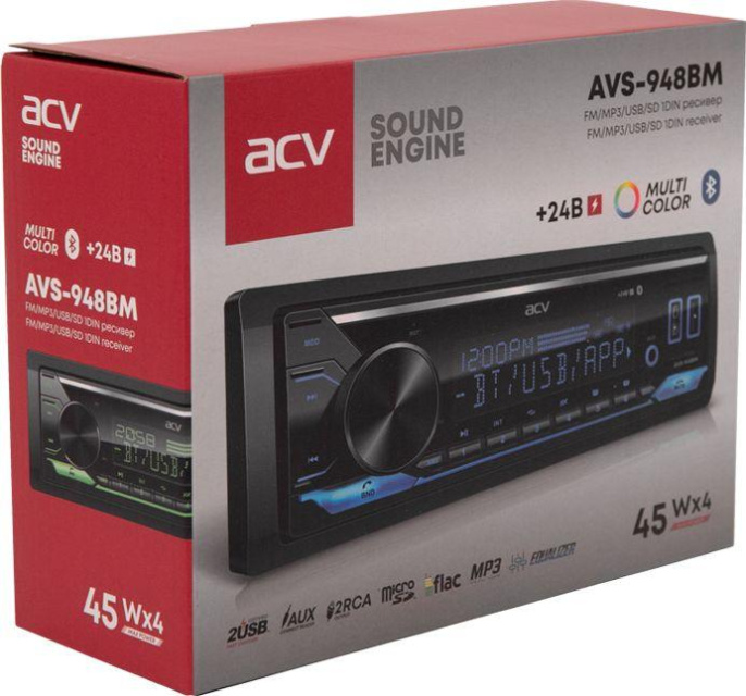 Автомагнитола ACV AVS-948BM 1DIN 4x45Вт v4.0 40809