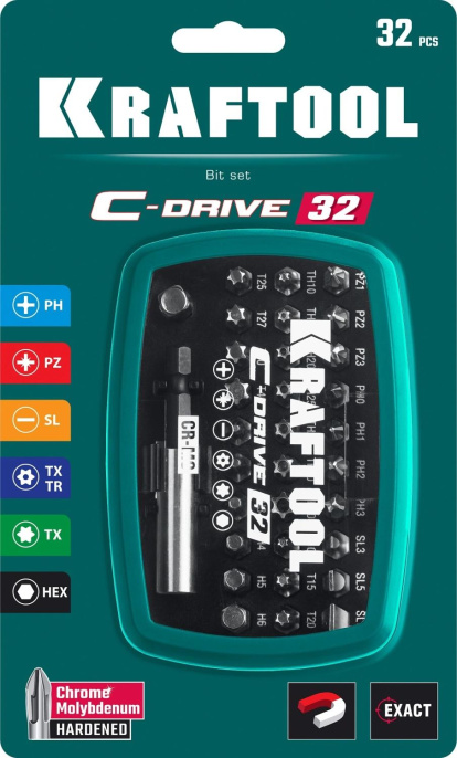 Набор многофункциональных бит KRAFTOOL C-Drive 32 32 предмета, в боксе 26067-H32