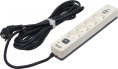 Сетевой фильтр-удлинитель/ PowerCom SP-01 USB2A1CW 3.0M, 4 розетки, белый, 16А, 4кВт, 380Дж, защитные шторки, защита от КЗ, перегрузки, ВЧ и импульсных помех, один порт USB-C PD20W и два USB-A QC3.0 суммарной мощностью 24Вт, кабель 3x1.5 мм2, ШхГхВ 281х