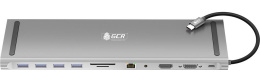 GCR Док-станция 11 в 1 Multiport Aluminum Type C 3.1 на USB 3.0 + 3 x USB 2.0 + Type C PD + HDMI 2.0 + VGA + SD/MicroSD + audio 3.5mm jack, GCR-54220