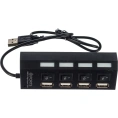 Концентратор Gembird USB 2.0 с подсветкой и выключателем, 4 USB порта, черный блистер UHB-243-AD