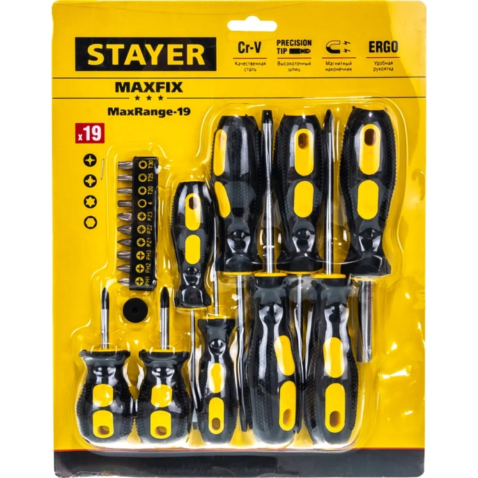 Отвертки STAYER Maxfix, 2513-H19, 19 предметов 2513-H19_z01