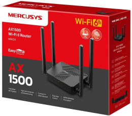 Wi-Fi роутер MERCUSYS MR62X, Wi-Fi 6, AX1500, 2.4/5ГГц, 2 LAN, черный