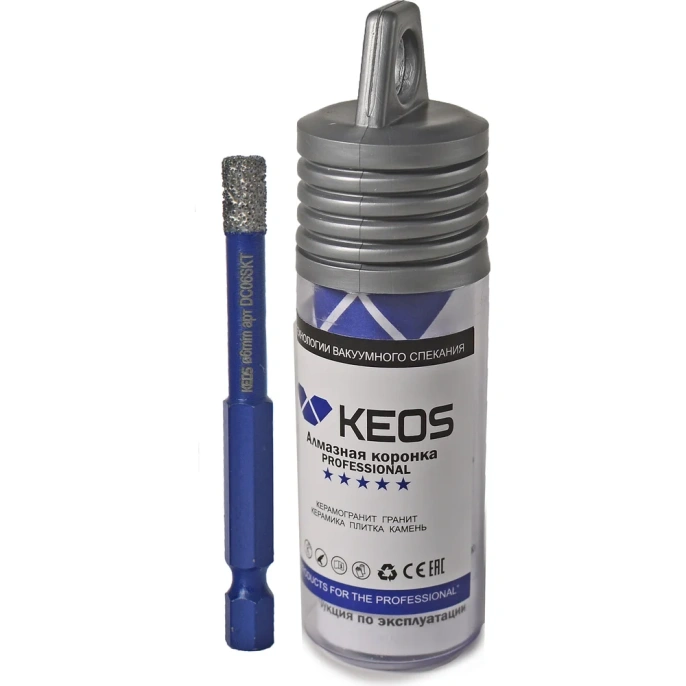 Коронка алмазная по керамограниту PRO 6 мм, 1/4 HEX, с воском KEOS DC06SKT