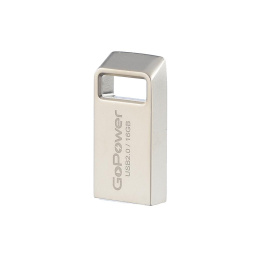 Флеш-накопитель GoPower MINI 16GB USB2.0 металл серебряный 1/50/1000