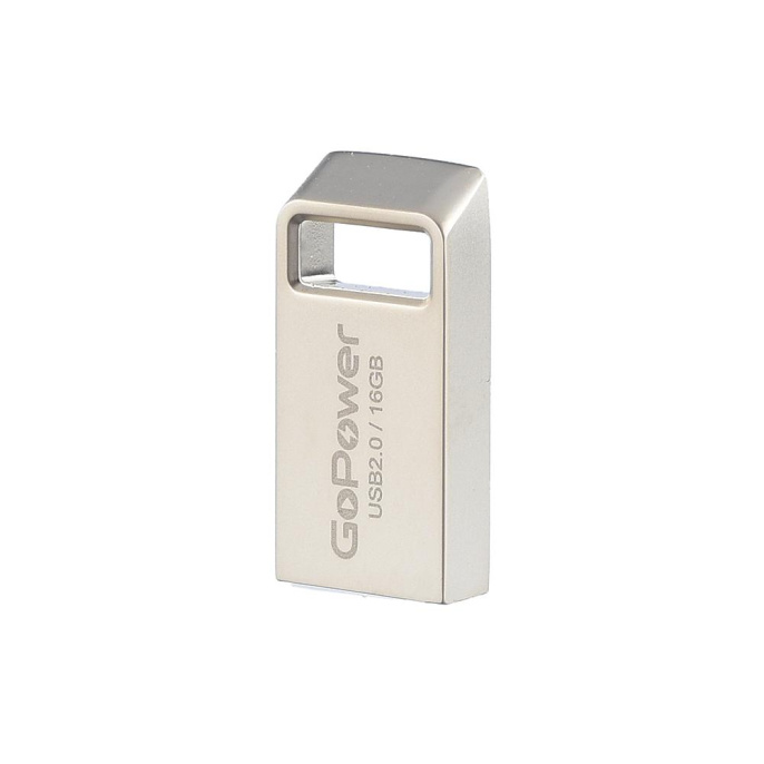 Флеш-накопитель GoPower MINI 16GB USB2.0 металл серебряный 1/50/1000
