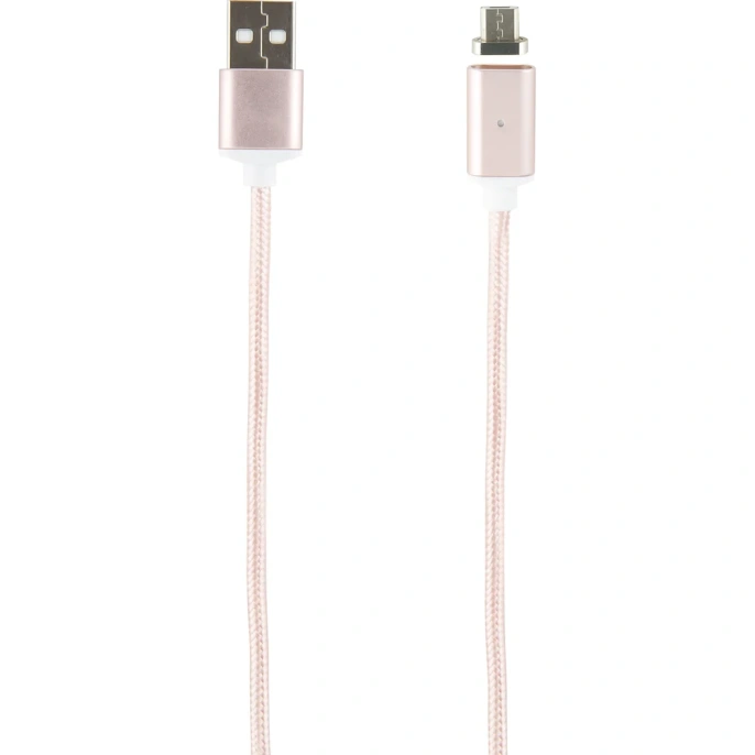 Дата-кабель Red Line Магнитный USB - micro USB, нейлоновая оплетка, розовый УТ000012858