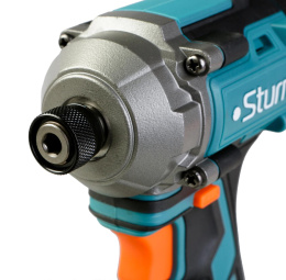 Винтоверт Sturm! CD250H (питание: аккумулятор, бесщеточный двигатель, 2600 об/мин, крутящий момент: 250 Нм, тип батареи: Li-Ion, напряжение: 18 В, патрон: шестигранный, 1/4" (6.35 мм), емкость: 4 Ач, подсветка рабочей зоны, тормоз двигателя, реверс, кейс)