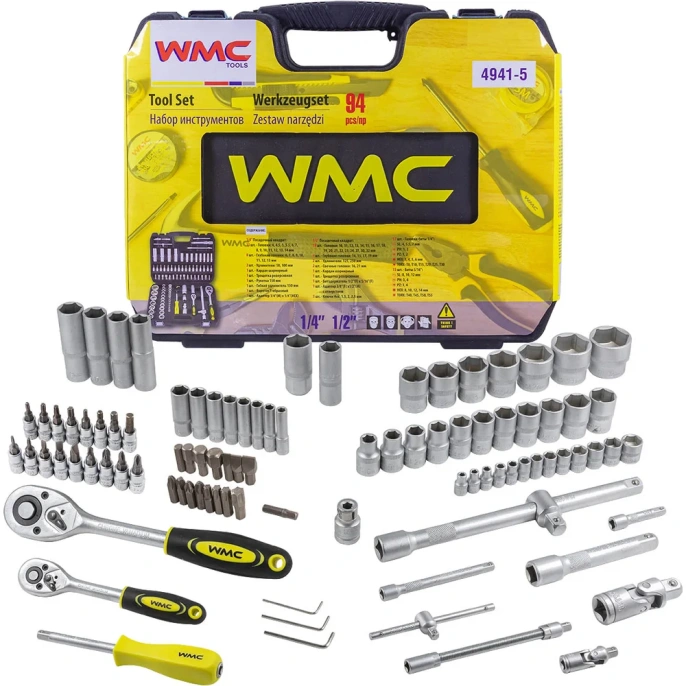 Набор инструментов WMC TOOLS 94 предмета, 1/2, 1/4 6гр, 4-32мм WMC-4941-5(48165)