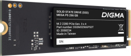 SSD накопитель Digma Mega P5 DGSM3256GP53T 256ГБ, M.2 2280, PCIe 3.0 x4, NVMe, M.2, rtl
