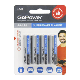 Батарейка GoPower LR6 AA BL4 Alkaline 1.5V 4/48/576 00-00015601