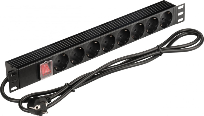 Блок распределения питания LanMaster NM-PD16A-8XSH+S-2.0,  горизонт.размещ.,  SchukoХ8,  Тип вход. тока 16A,  2м