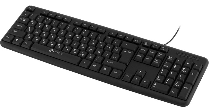 Клавиатура Оклик 180M черный USB (943626) кабель 1.6м