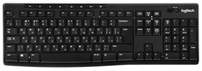 Клавиатура беспроводная Logitech K270 |920-003058| приемник Unifying, 2 батарейки AAA, RTL