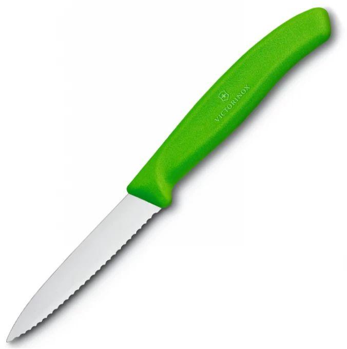 Нож кухонный Victorinox Swiss Classic 6.7636.L114 стальной для овощей лезв.80мм серрейт. заточка зеленый