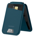 Кошелек-кардхолдер Momax 1-Wallet SR29B Teal Blue магнитный, с подставкой, вмещает до 3 карт, прочная высококачественная кожа, устойчивая к царапинам, MagSafe