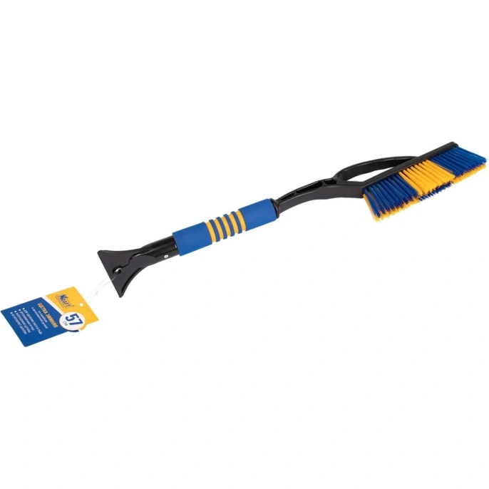 Зимняя щетка со скребком 57 см сине-желтая щетина KRAFT KT 830067