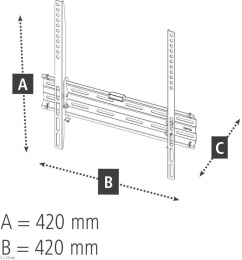 Кронштейн для телевизора HAMA 00220809, 32-65", настенный, фиксированный,  черный