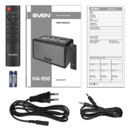 Портативная акустика SVEN HA-950 черный SV-022457 , черный, МДФ, эко-кожа 60 Вт, Bluetooth, USB, Micro SD, пульт