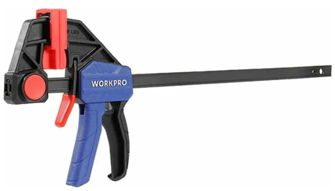 Струбцина WorkPro WP232035 150мм (быстросъемный механизм, губки с мягкой подкладкой для защиты обрабатываемой детали, усиленная нейлоновая конструкция для прочности)