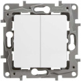 Выключатель Legrand Etika 2-клавишный, установка скрытая, IP20, белый [672202]