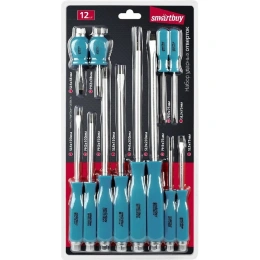 Набор ударных отверток Smartbuy 12 штук, крестовые и шлицевые, ручка под ключ, Cr-V tools/10 SBT-SCN-12P1