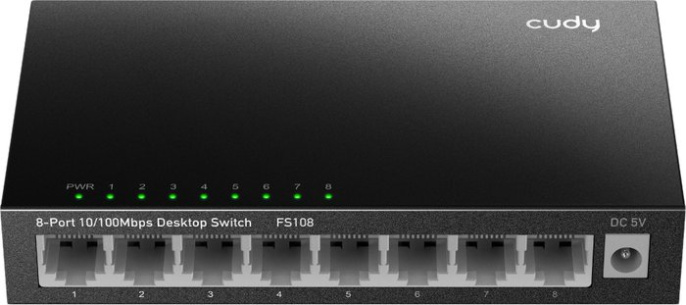 Коммутатор CUDY FS108 8 портов (8x100Mbs, неуправляемый, настенный, настольный, L2, корпус-металл) (FS108)