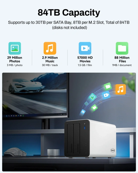Сетевое хранилище NAS TerraMaster F2-425 Plus / QC 3,6Ghz/8Gb 32 /TRAID,RAID0,1,10,5,6/up to 4 HDD SATA 3,5'/2,5' /3xM.2 2280 NVMe/3xUSB 10Gb Type A 1xUSB 10Gb Type-C /HDMI/2x5GbE RJ-45/1xPS/1YW repl. F2-424