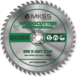 Диск пильный по дереву MKSS Toolbox Woodcutter Professional SS3031 315x48Тх2.0/3.0x30 мм SS30315001