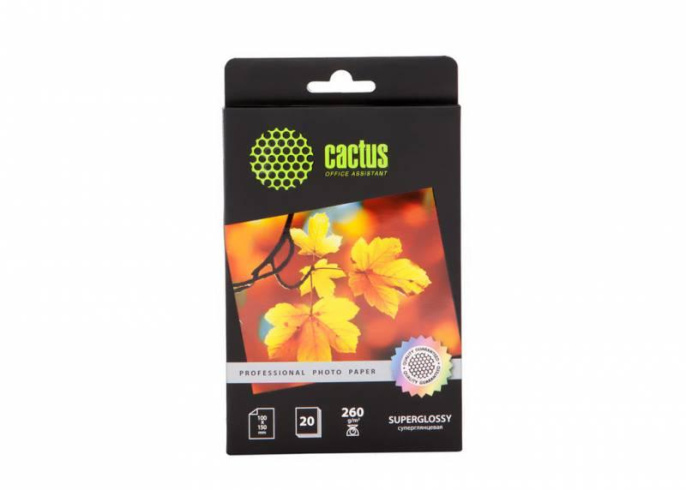 Фотобумага Cactus Prof, A6, для струйной печати, 20л, 260г/м2, белый, покрытие глянцевое [cs-hga626020]