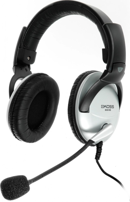 Гарнитура Koss SB45-USB, для компьютера, мониторные, проводные, черный / серебристый [15116464]