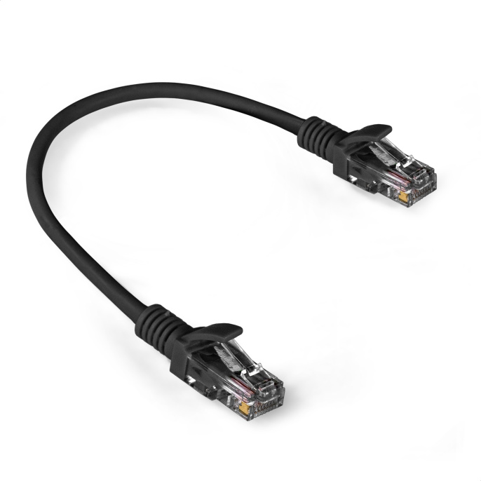 Патч-корд ExeGate UTP-RJ45-RJ45-5e-0,3M-BK, UTP, cat.5e, 0.3м, черный EX300503RUS